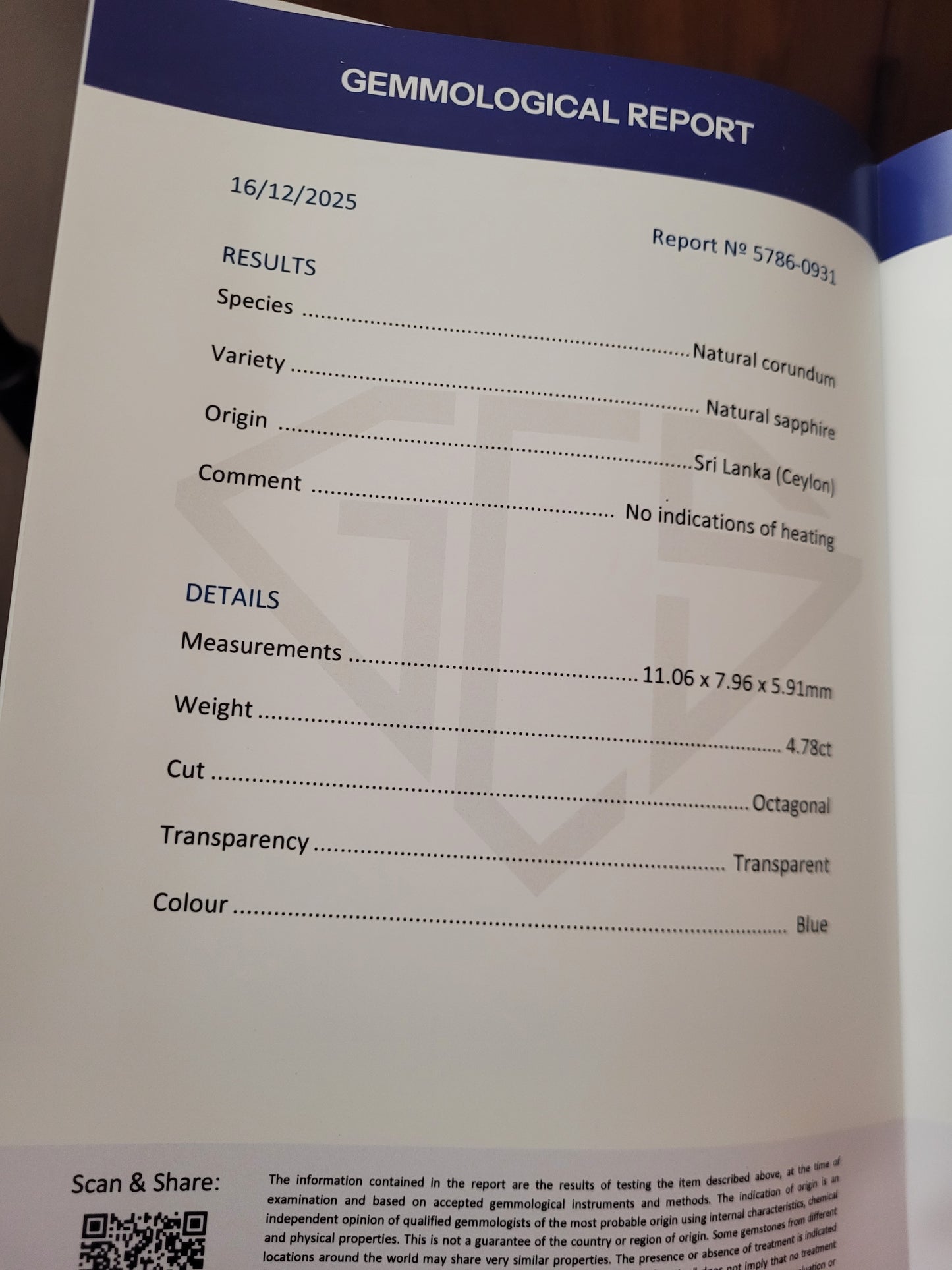 4.78ct natural Ceylon emerald cut sapphire engagement ring sku 8752