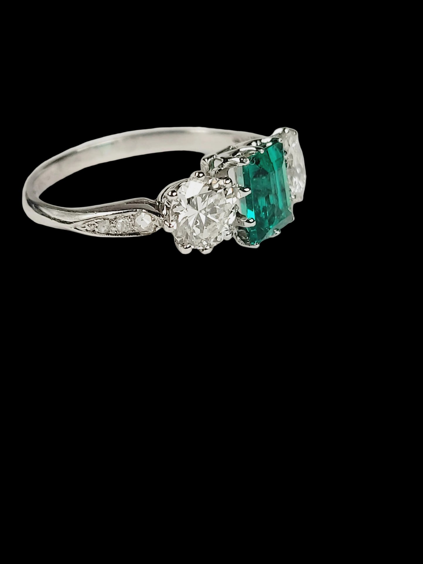 Gem Columbian emerald and diamond engagement ring sku 8839
