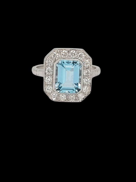 Aquamarine and diamond dress ring
SKU: 8048