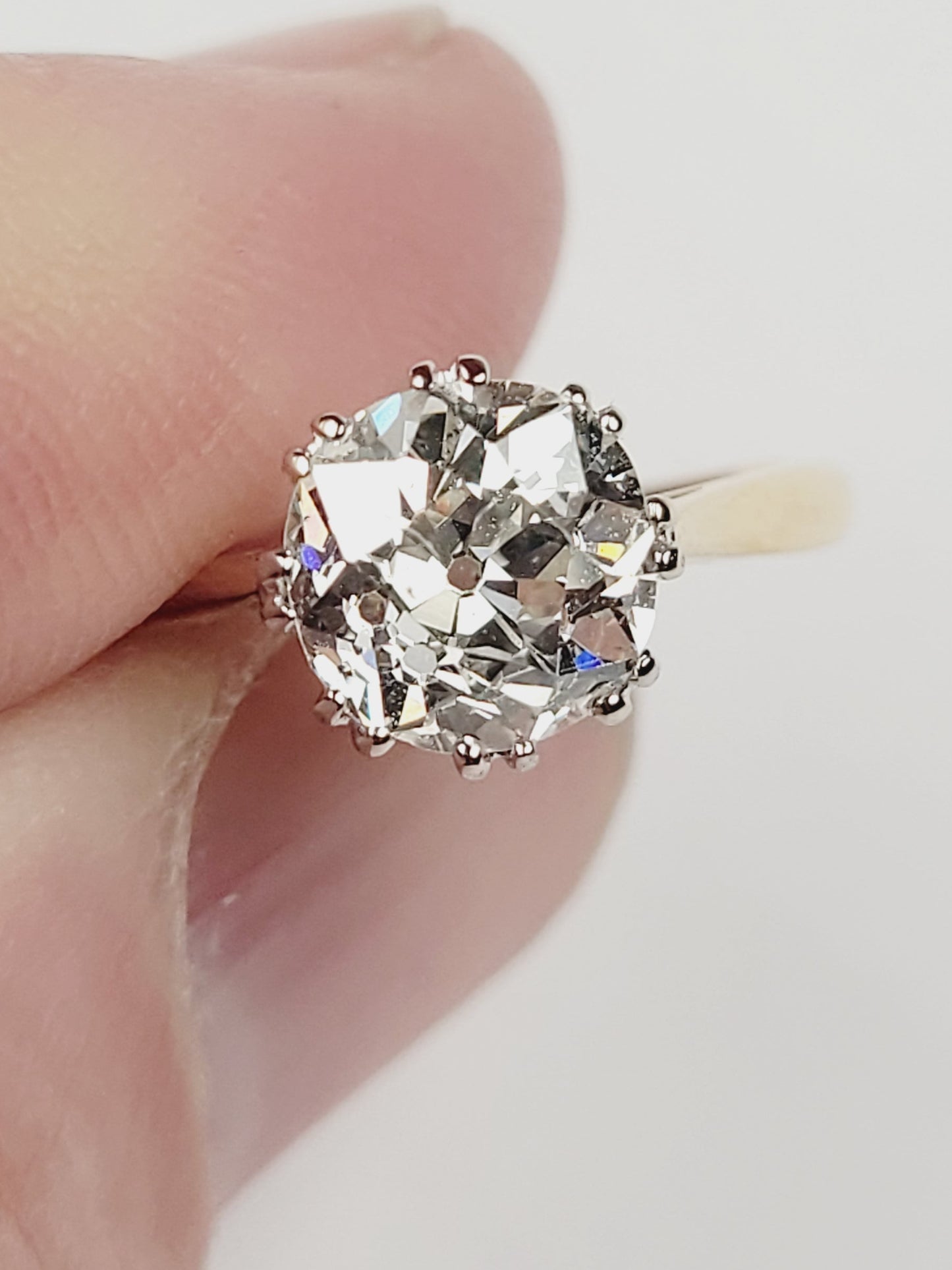 1.70ct old mine cut diamond solitaire engagement ring sku 9179