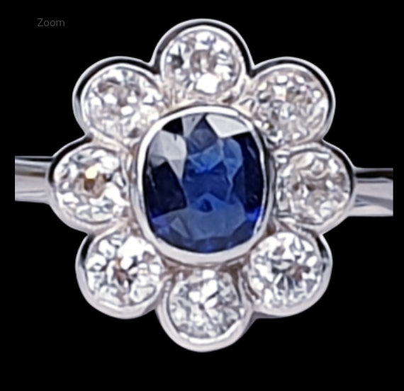 Old Cut Sapphire & Diamond Cluster Ring
SKU: 1506