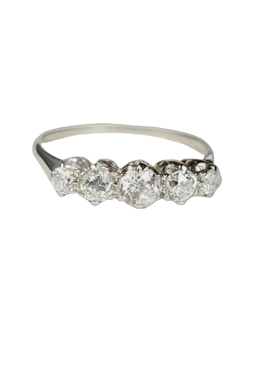 Art deco antique old cut diamond five stone ring sku 8860