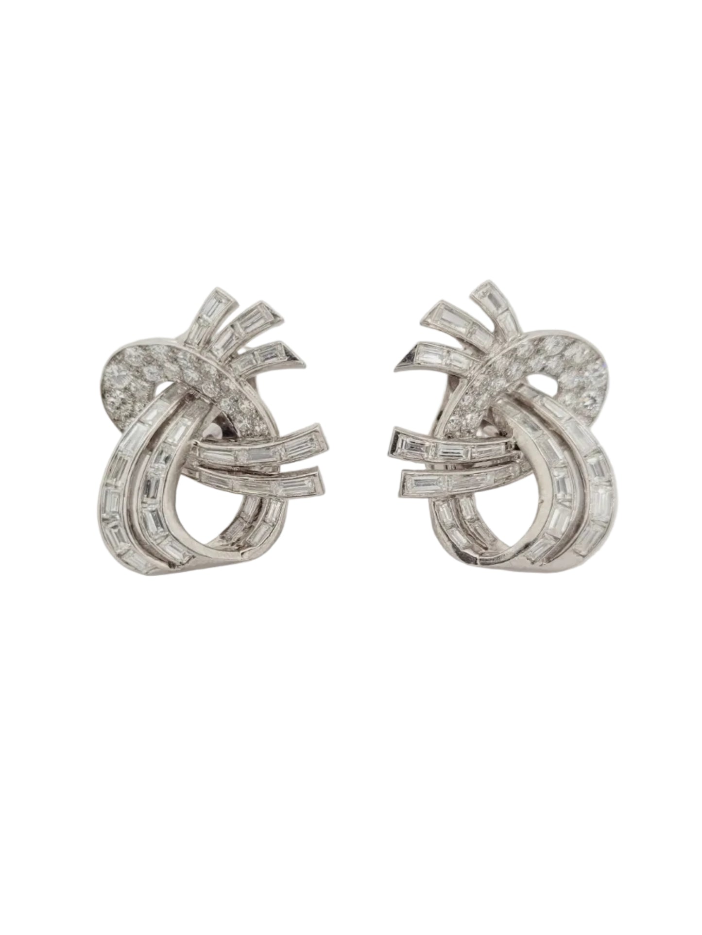 1930's art deco diamond bow earrings sku 9003