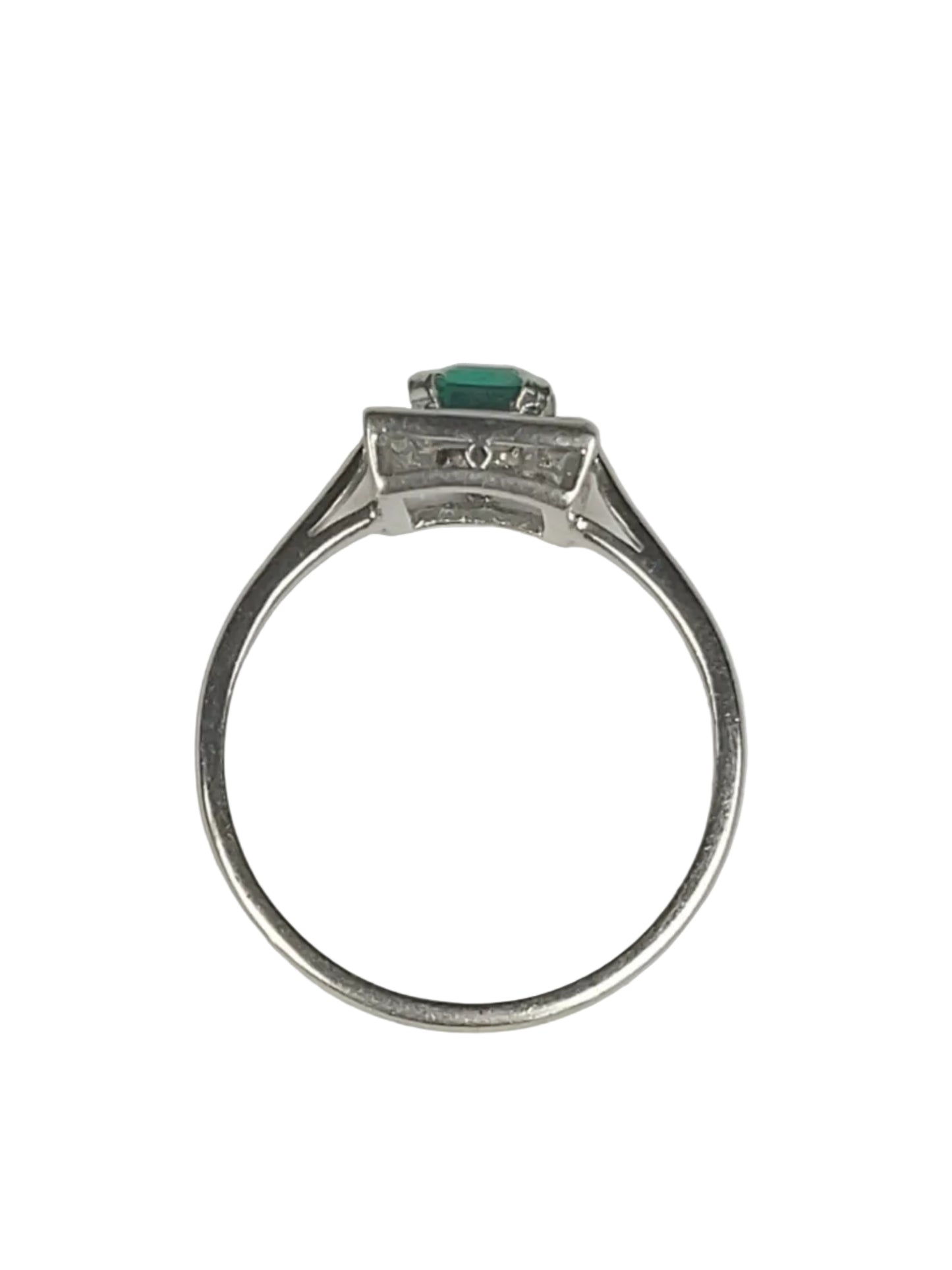 Art deco gem emerald engagement ring sku 9139