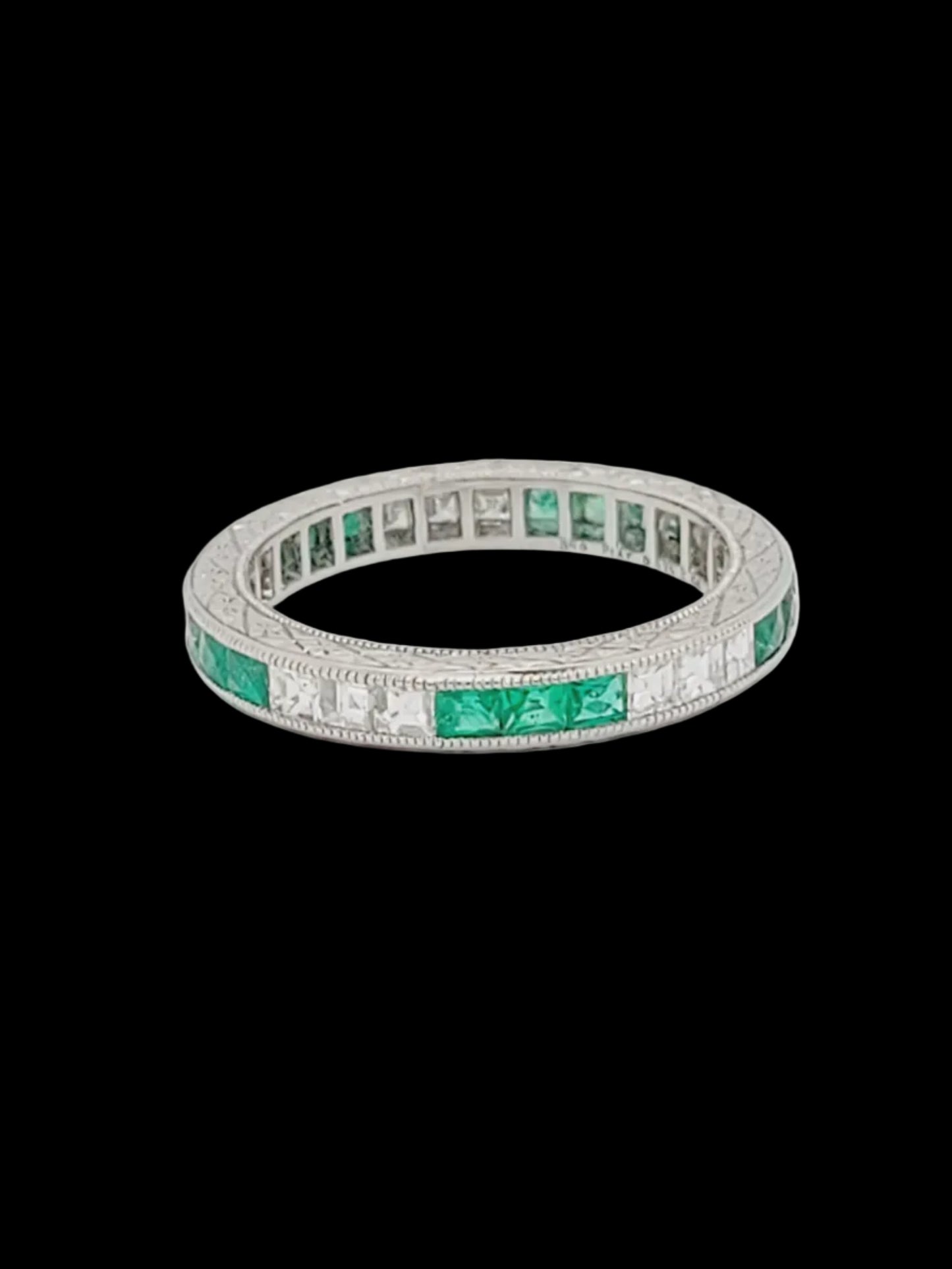 Emerald and diamond eternity ring sku 8791