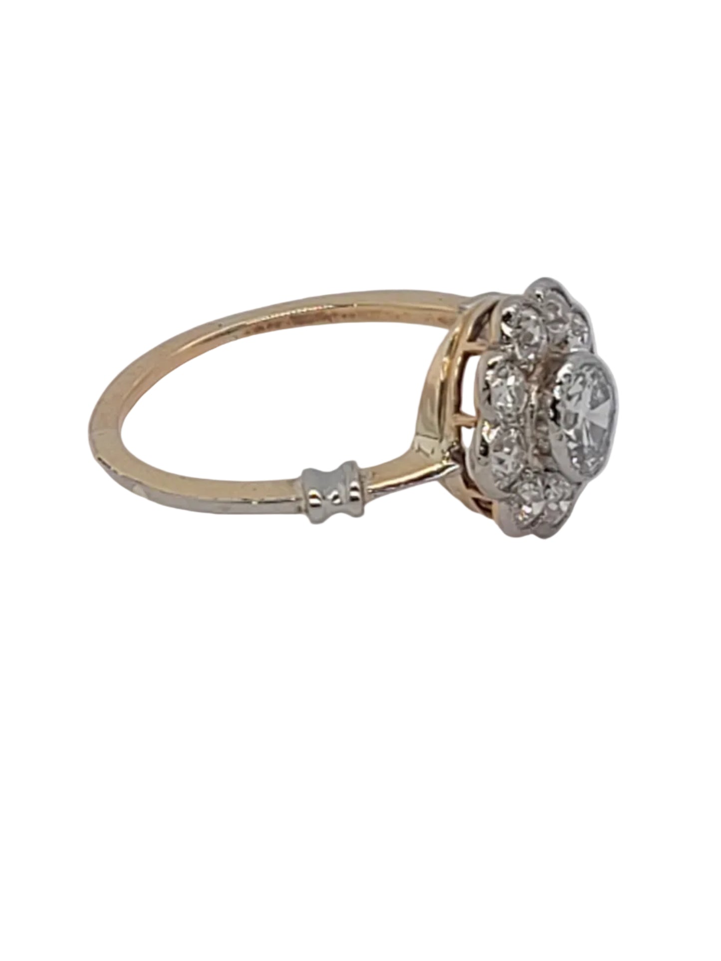 Antique diamond daisy cluster engagement ring sku 9200