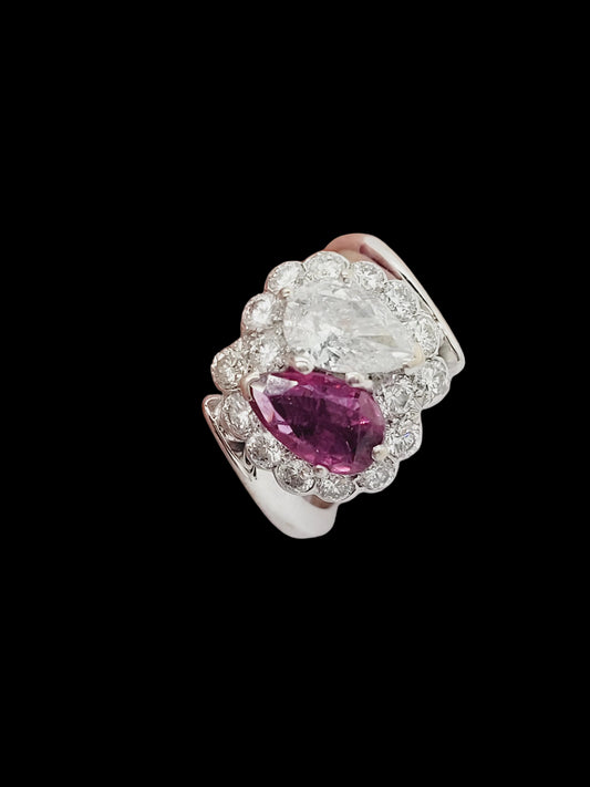 Antique toi et moi ruby and diamond ring sku 8692