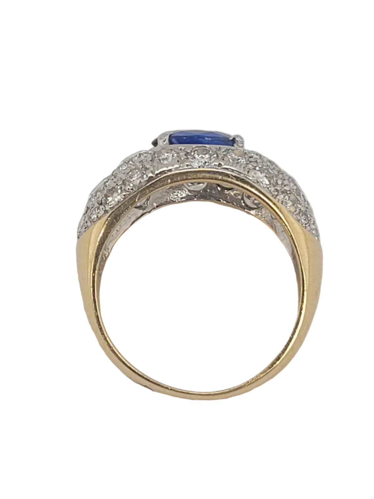 Sapphire and diamond bombe ring sku 9134