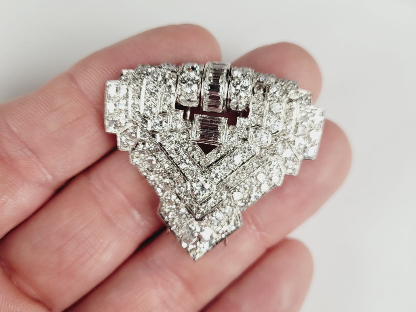 Art deco diamond dress clip brooch sku 8629