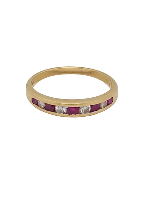 Ruby and diamond half eternity ring sku 9166