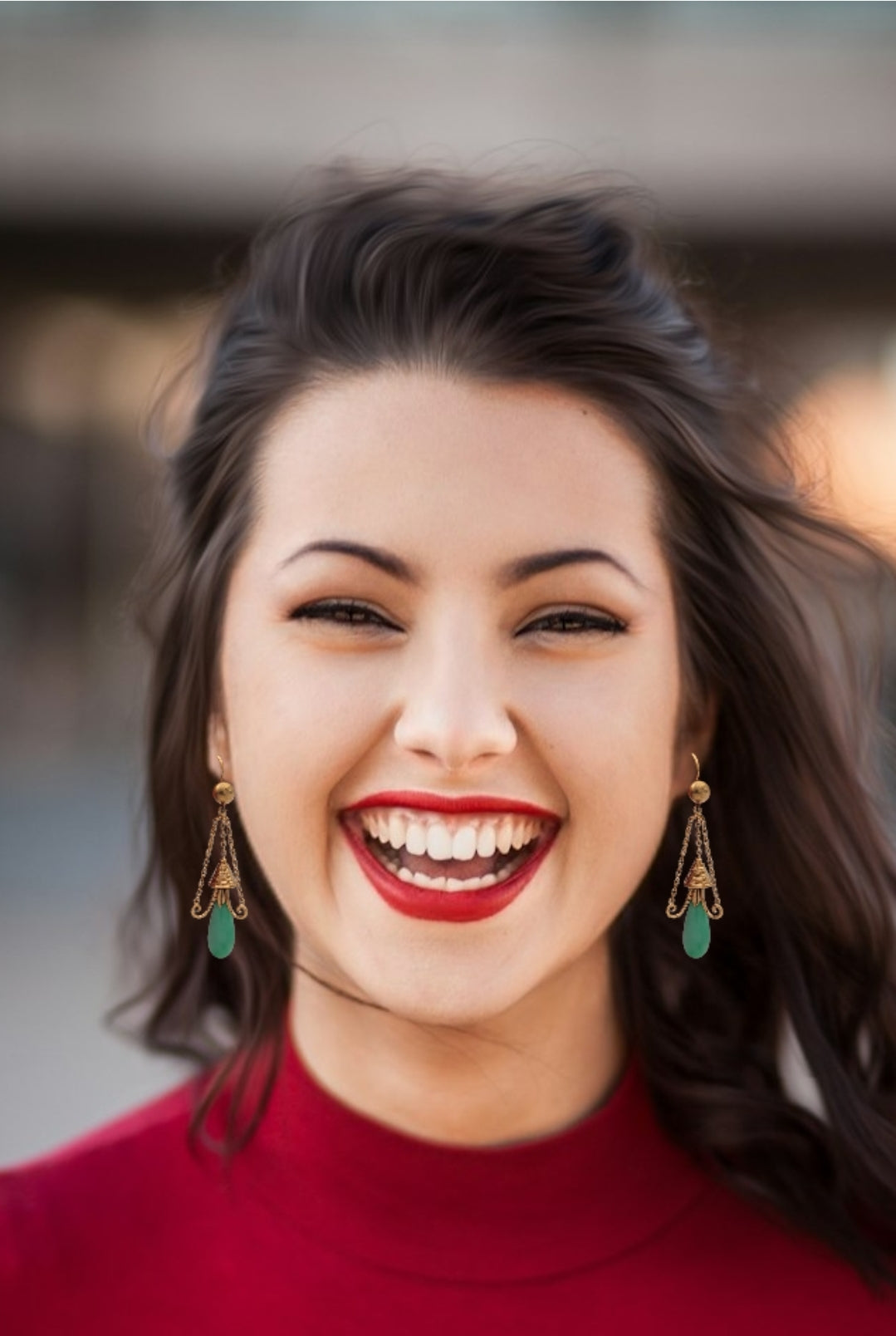 Antique jade chandelier earrings sku 8721