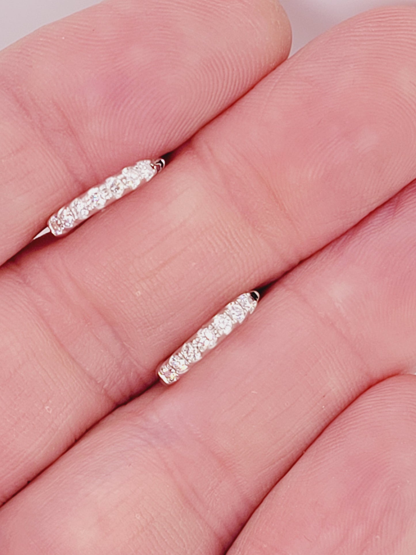 Pair of small diamond hoop earrings sku 9162