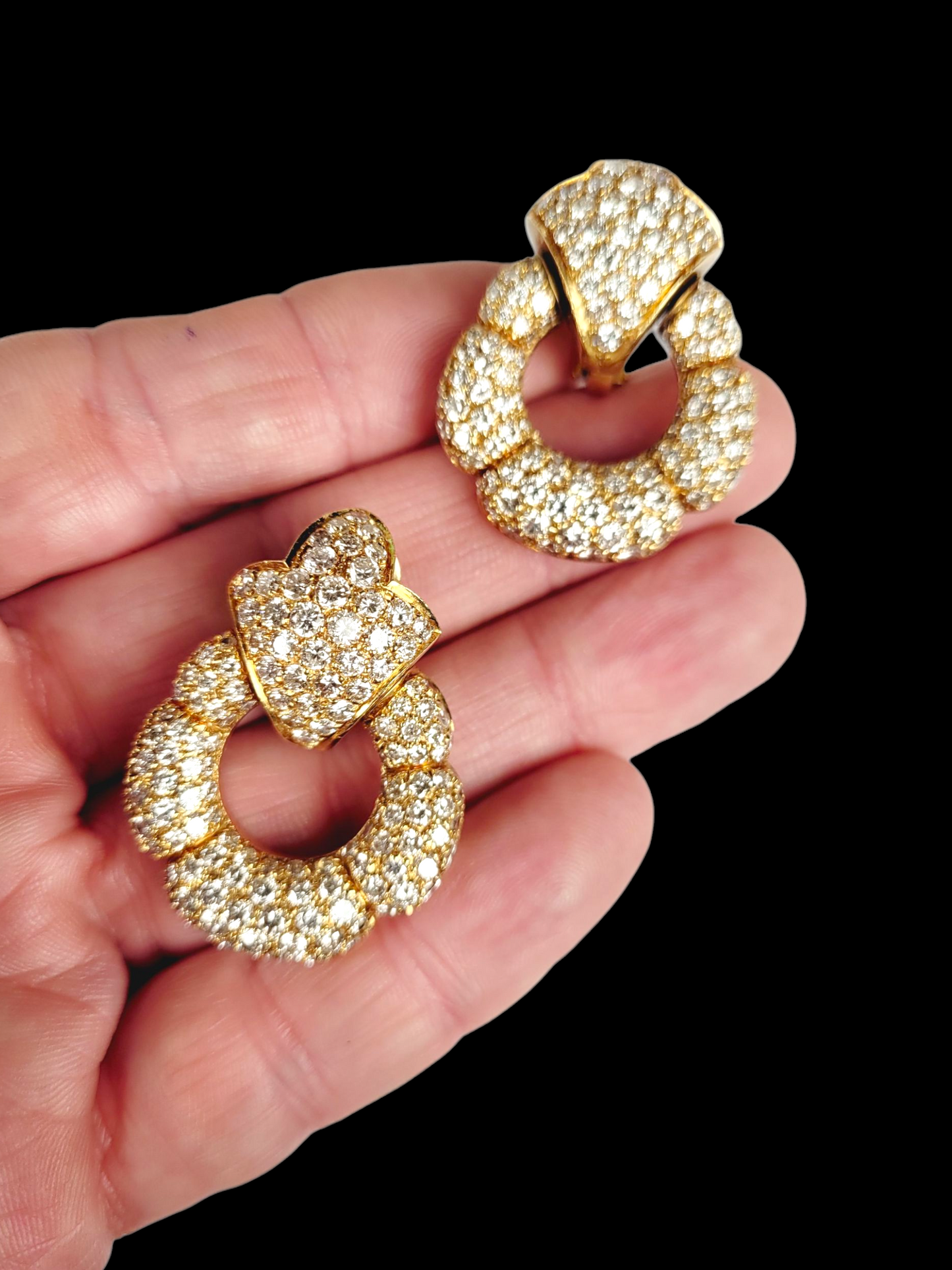 Stunning pave diamond 18ct yellow gold drop earrings sku 8498