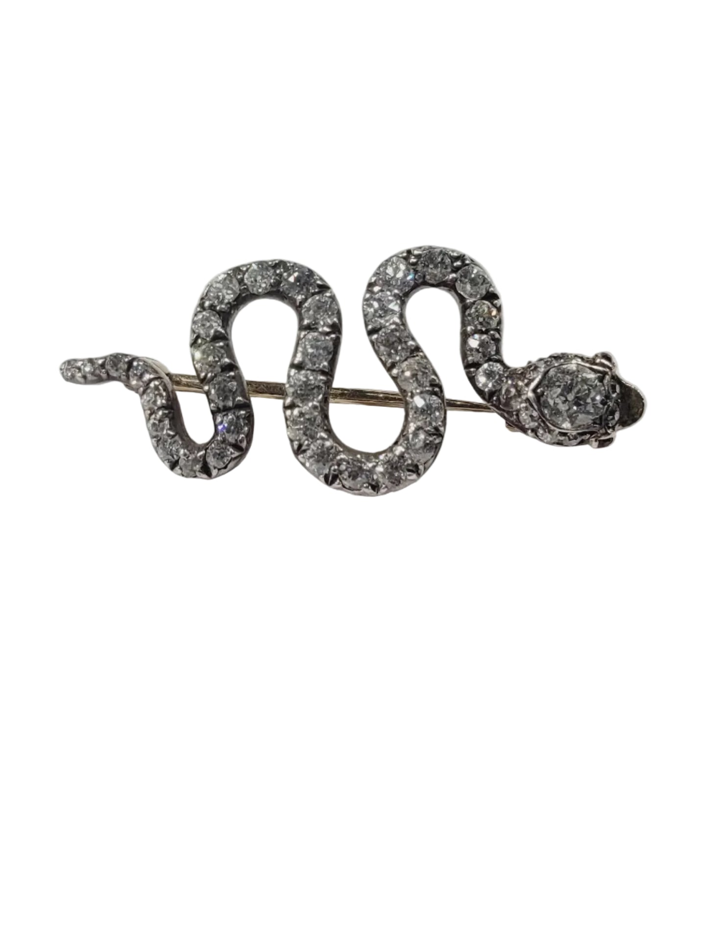 Rare Antique Old mine cut diamond snake sku 9130