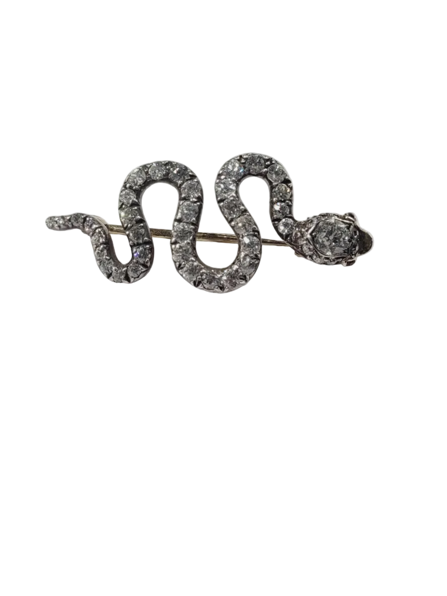 Rare Antique Old mine cut diamond snake sku 9130