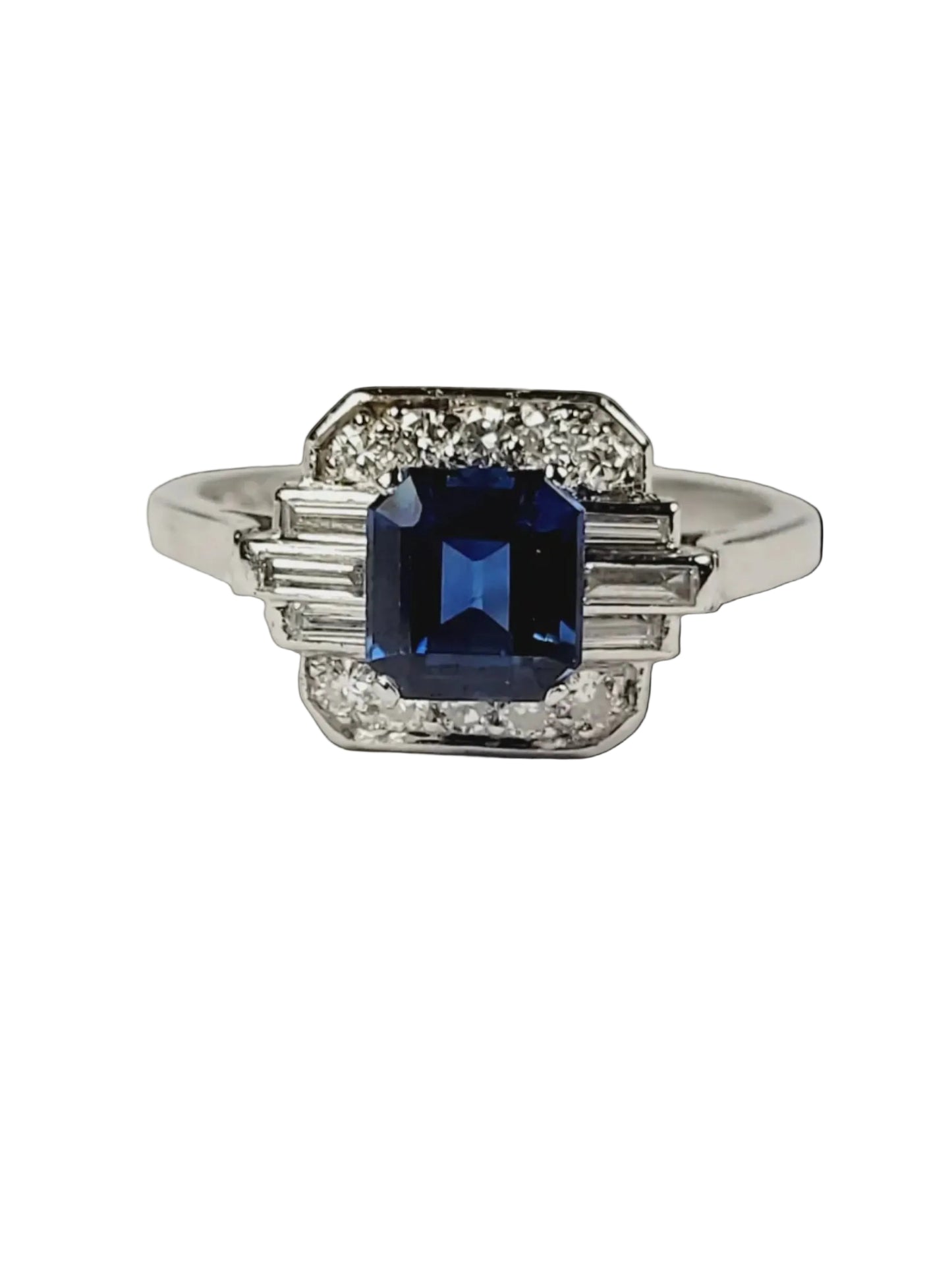 Art deco sapphire and diamond engagement ring sku 8910