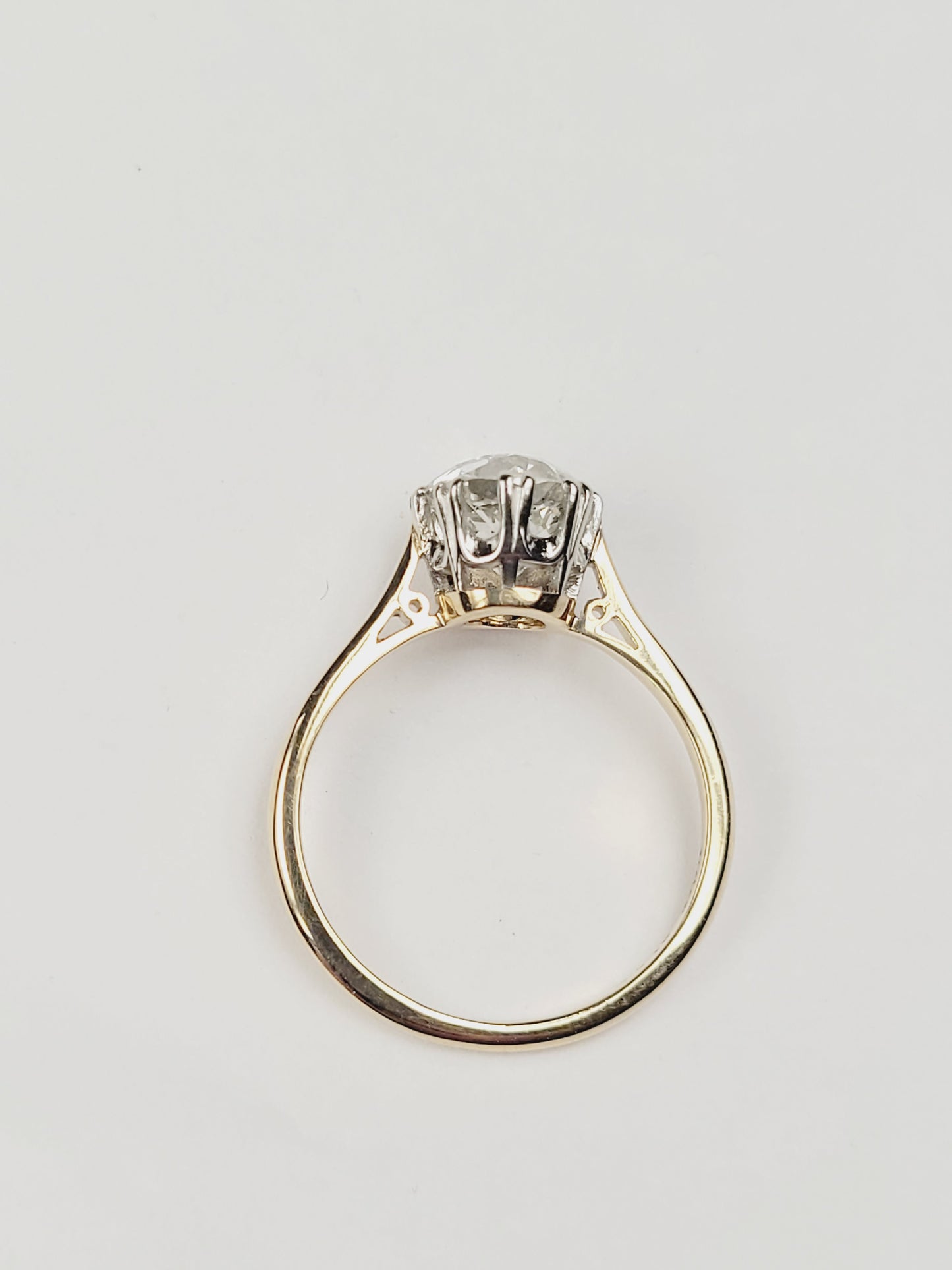 1.70ct old mine cut diamond solitaire engagement ring sku 9179