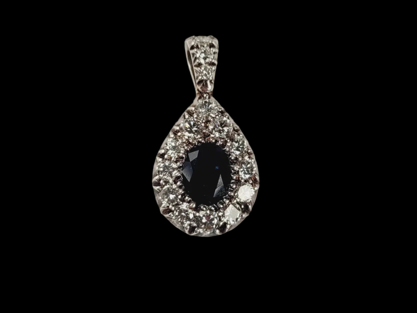 Sapphire and diamond cluster pendant sku 8909