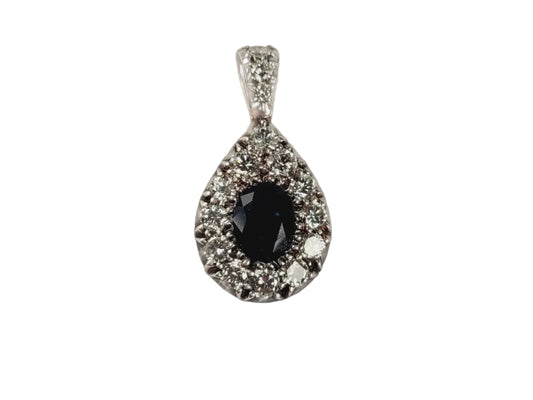 Sapphire and diamond cluster pendant sku 8909