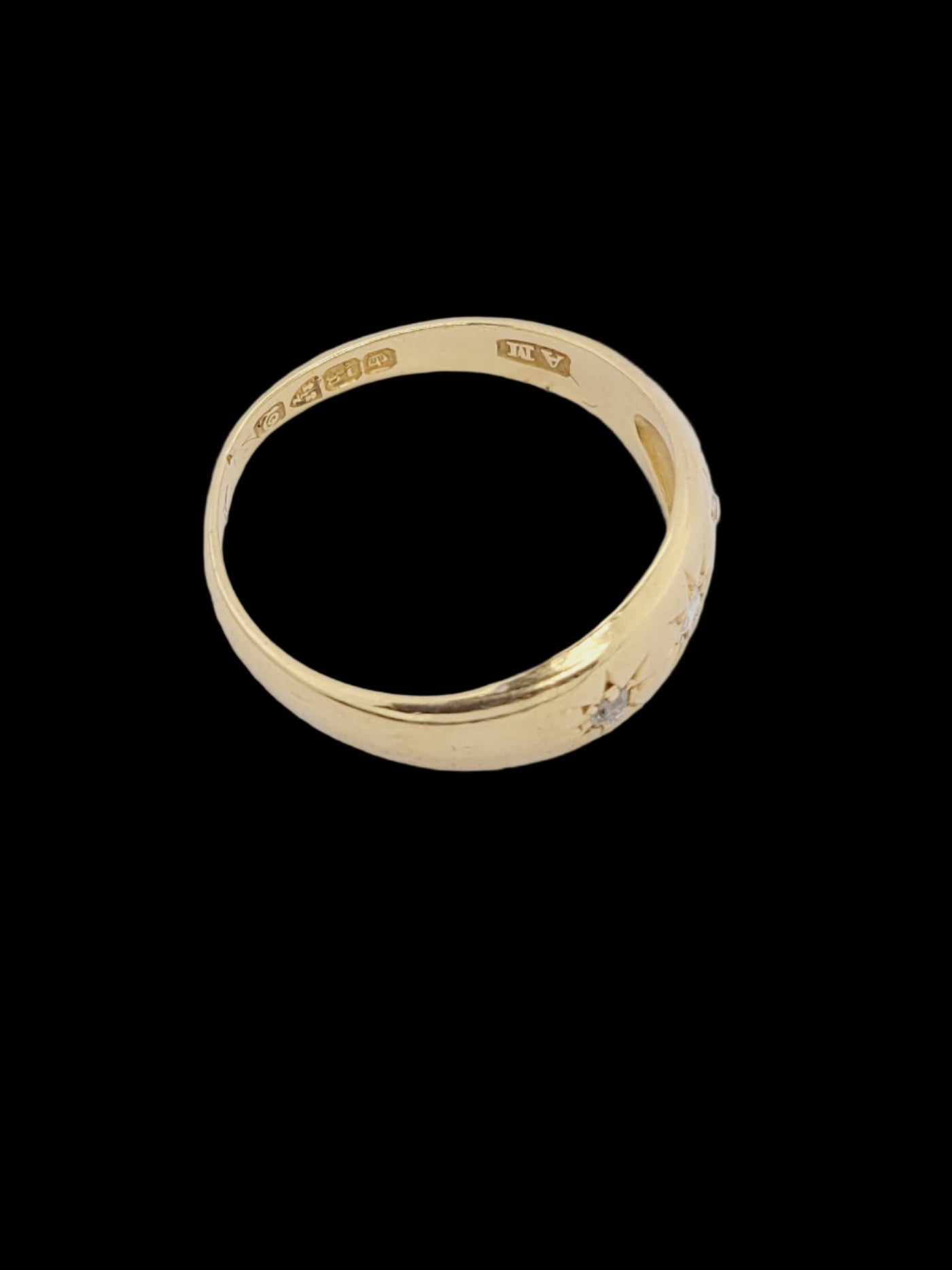 Old cut diamond gypsy set 18ct yellow gold ring sku 8513