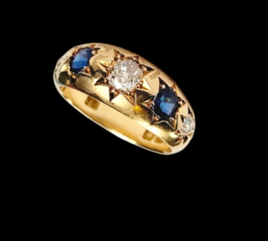 Antique sapphire and diamond Gypsy set ring
SKU: 7889
