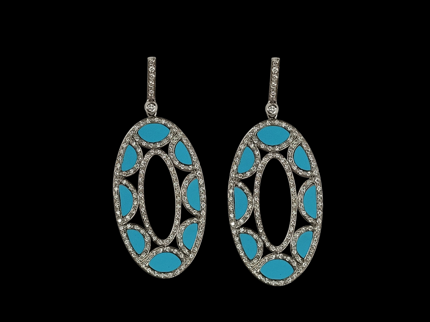 Stunning turquoise and diamond drop earrings Sku 8730