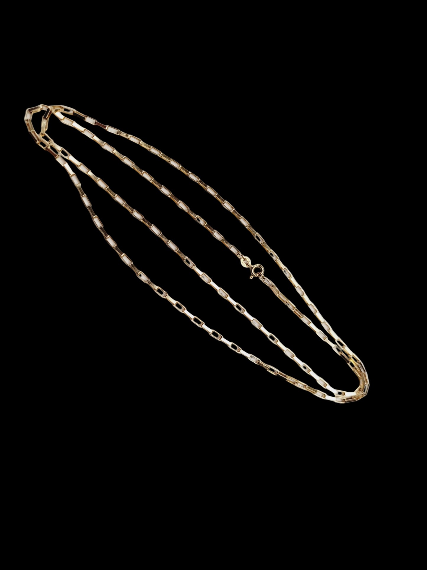 Bright oblong linked long 9ct gold trace linked chain sku 8891