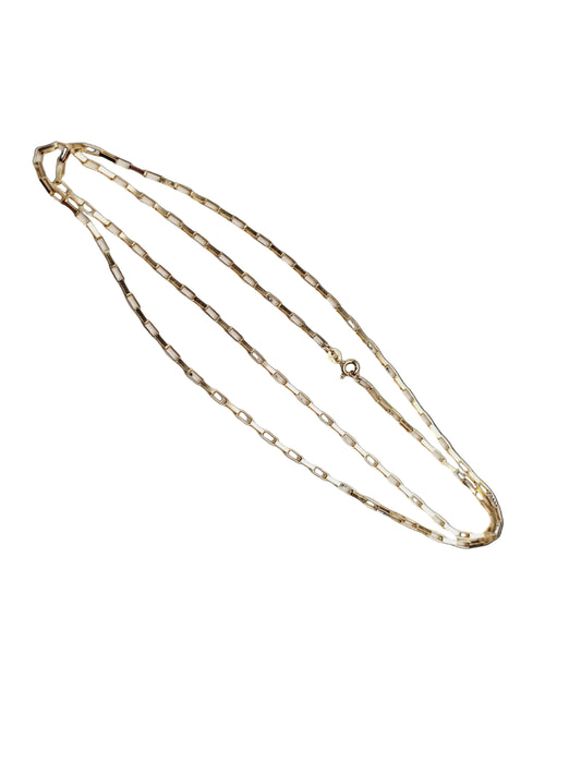Bright oblong linked long 9ct gold trace linked chain sku 8891