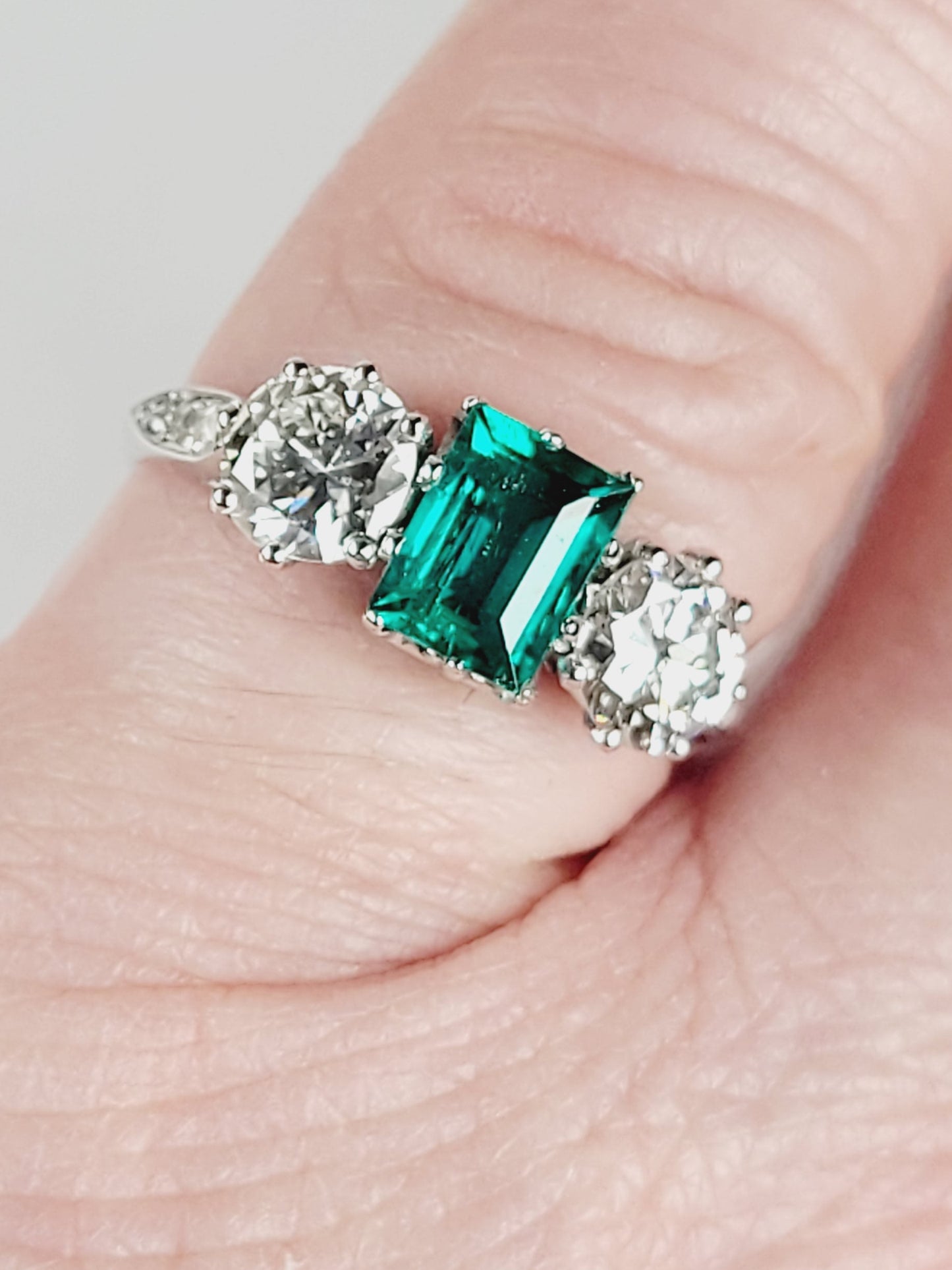 Gem Columbian emerald and diamond engagement ring sku 8839