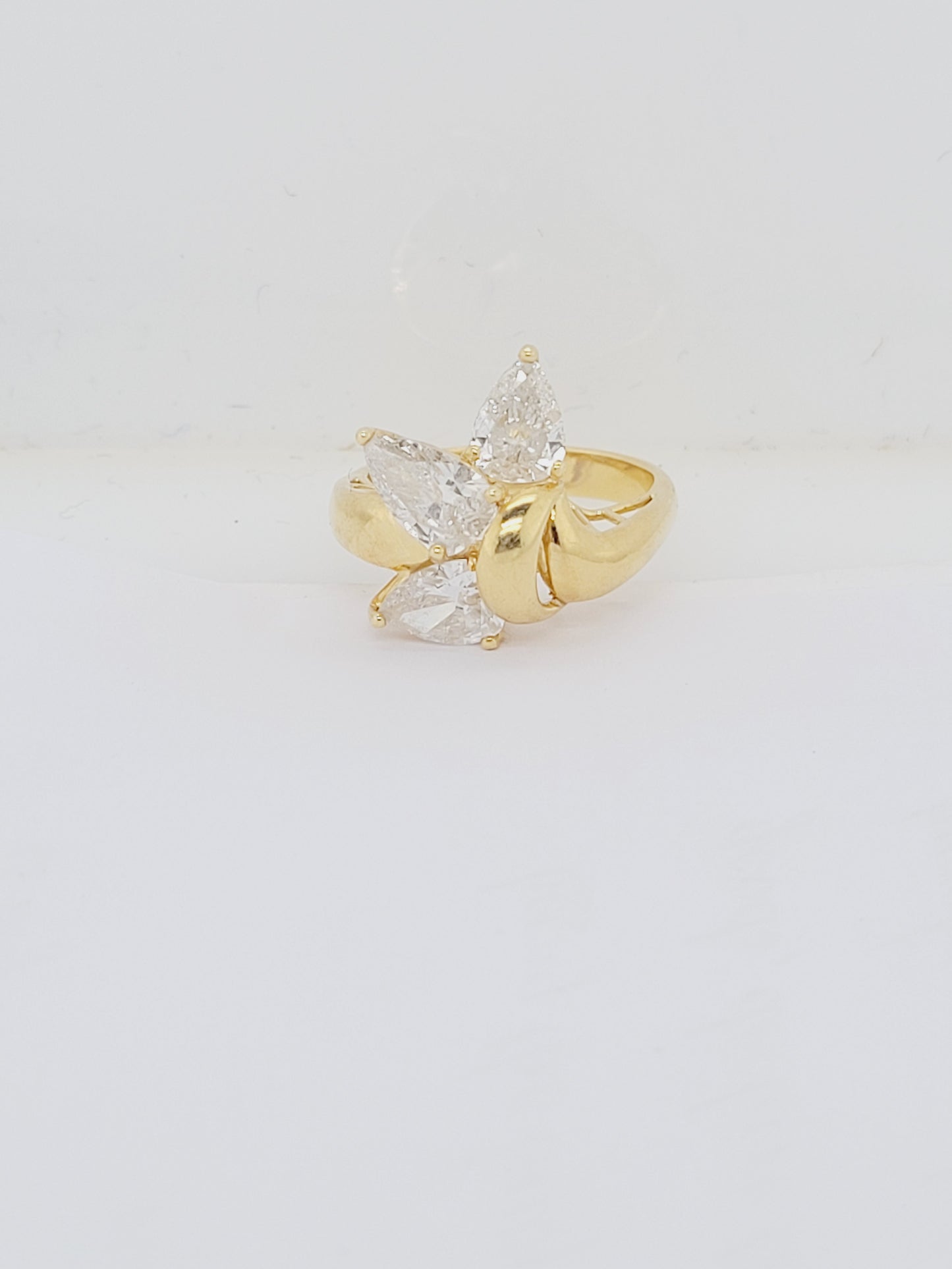 Unusual trilogy pear shaped diamond ring sku 8689
