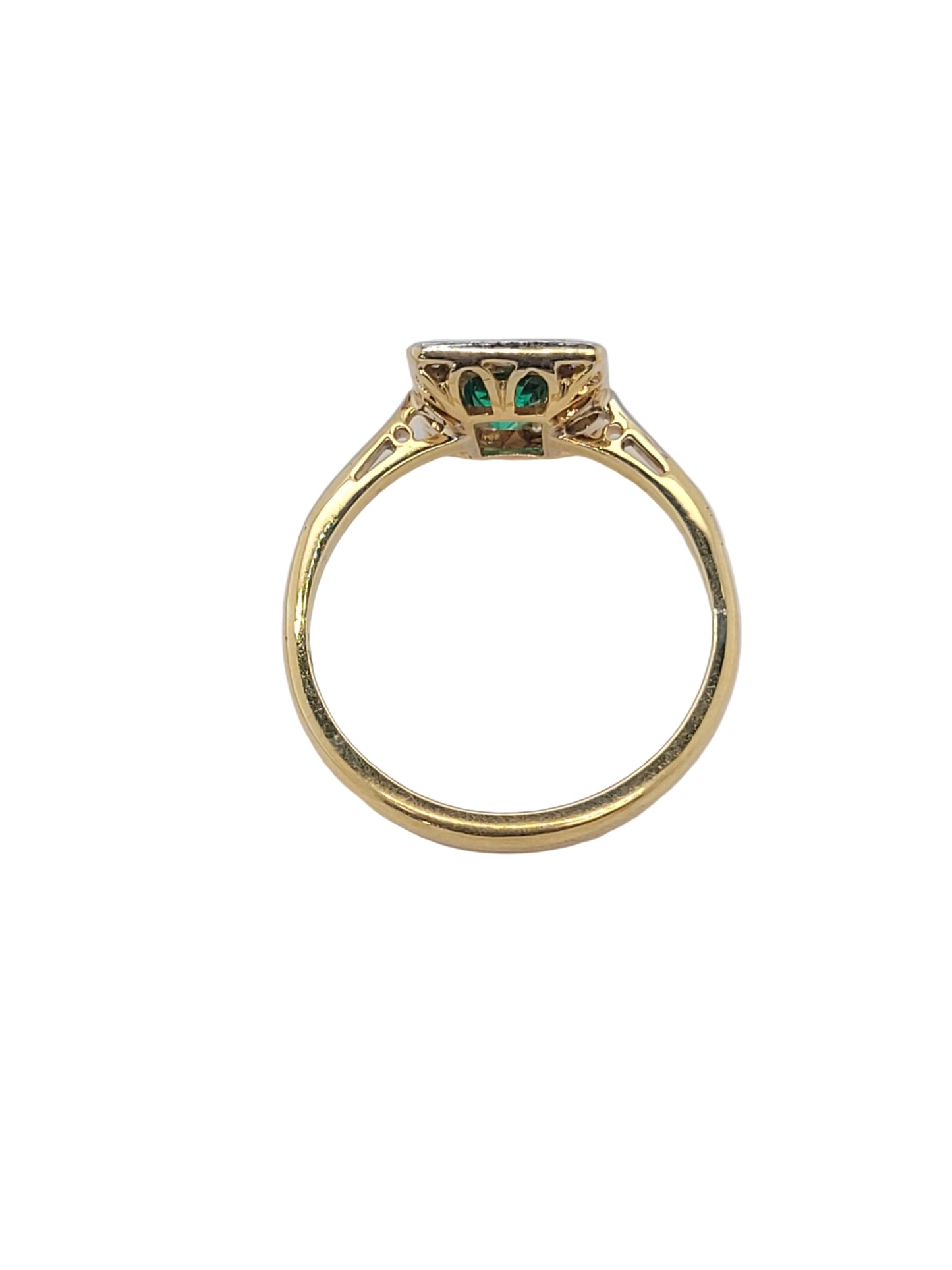 Edwardian emerald and diamond engagement ring sku 9199