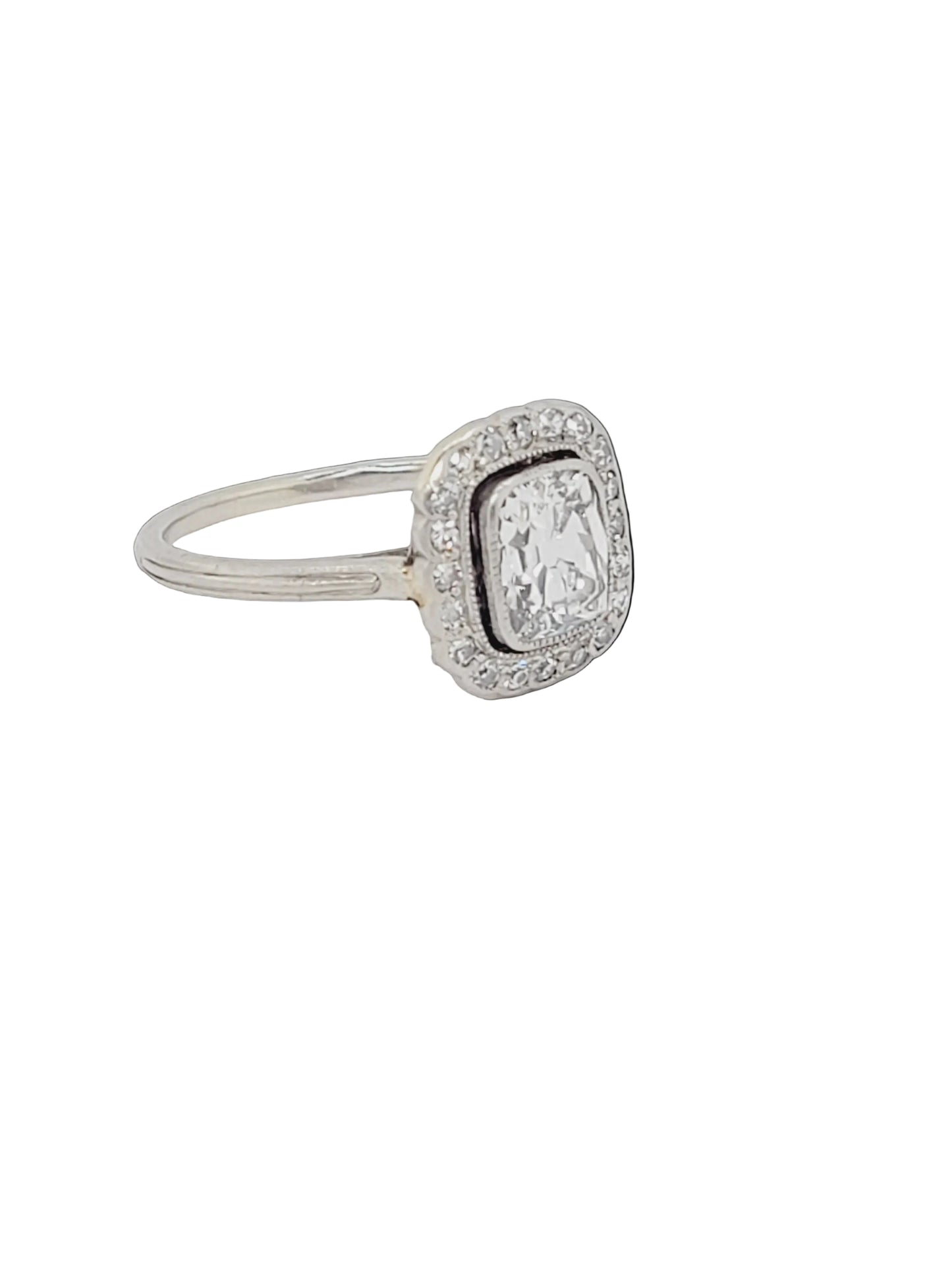 Antique art deco paruzzi cut diamond halo engagement ring sku 8953