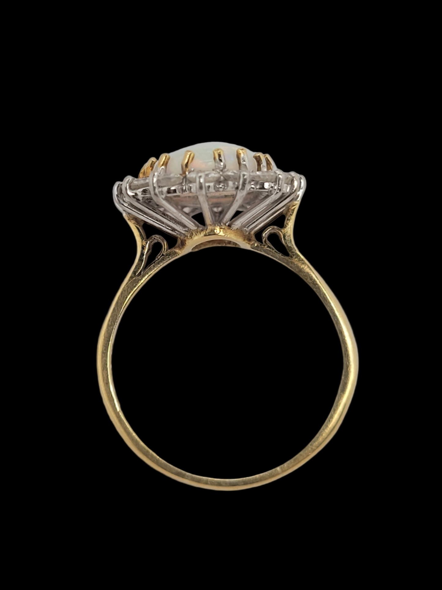 1960's opal and diamond cluster ring sku 8535