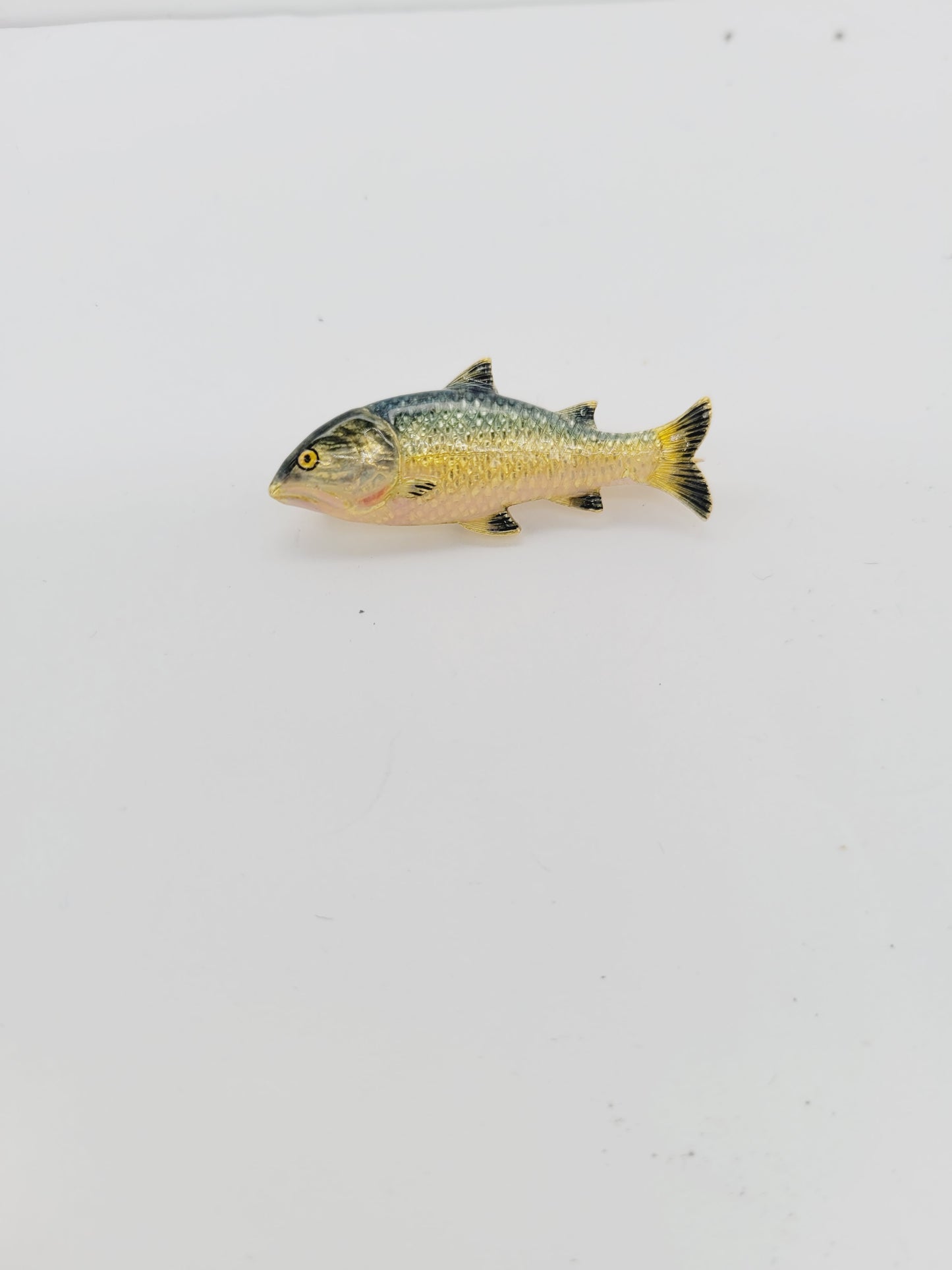 Fine Antique enamel and gold fish pin sku 9065