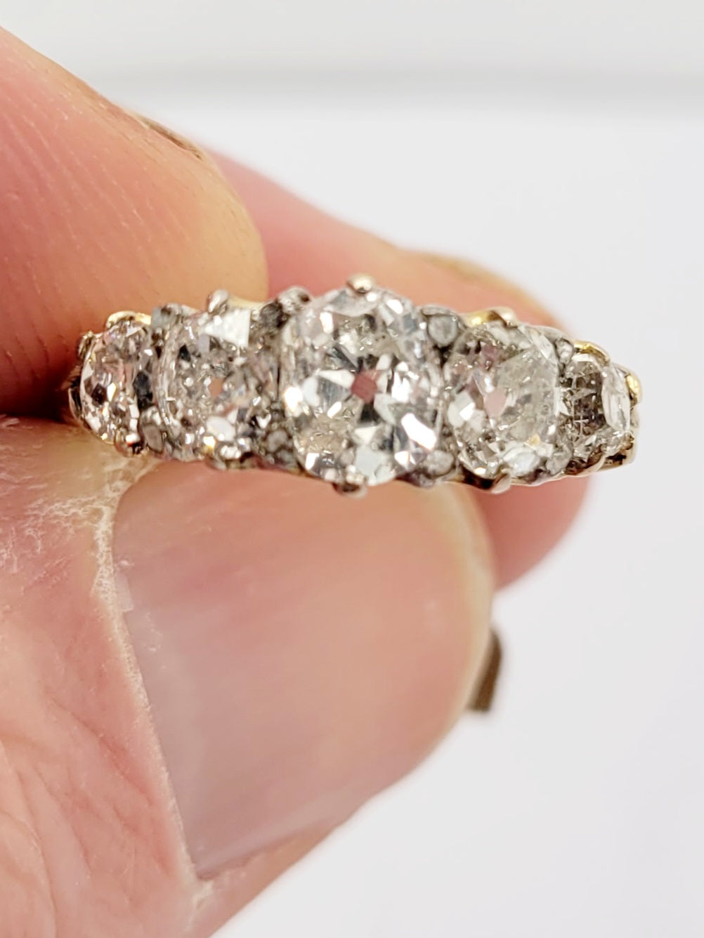 Antique old mine cut diamond five stone ring
SKU: 8534