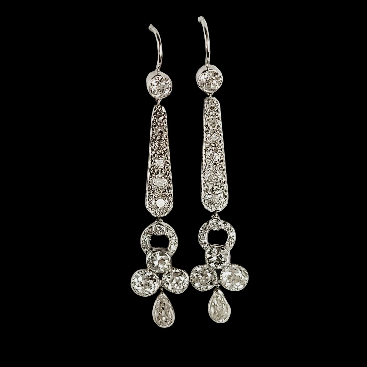 Art deco diamond chandelier earrings sku 8844