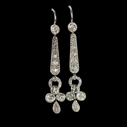 Art deco diamond chandelier earrings sku 8844
