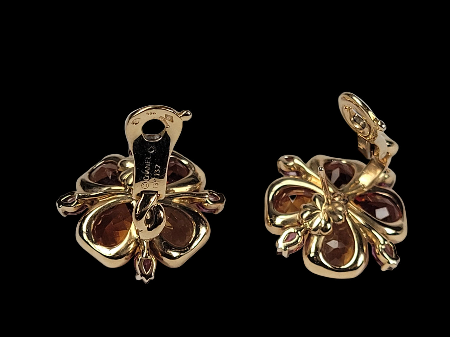 Vintage Chanel pair of Amethyst and citrine earrings Sku 8728