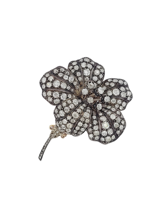 Old mine cut diamond flower spray brooch sku 9061