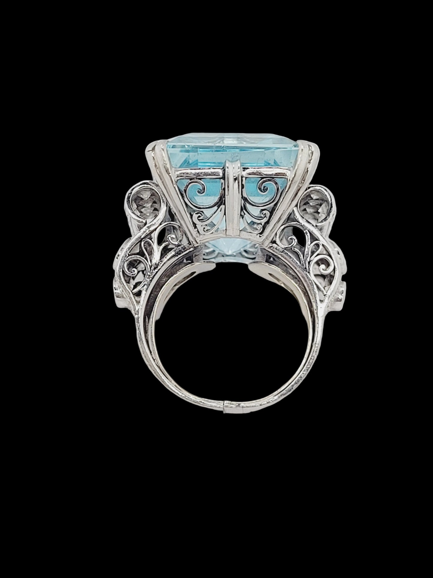 Art deco aquamarine and diamond dress ring sku 8743