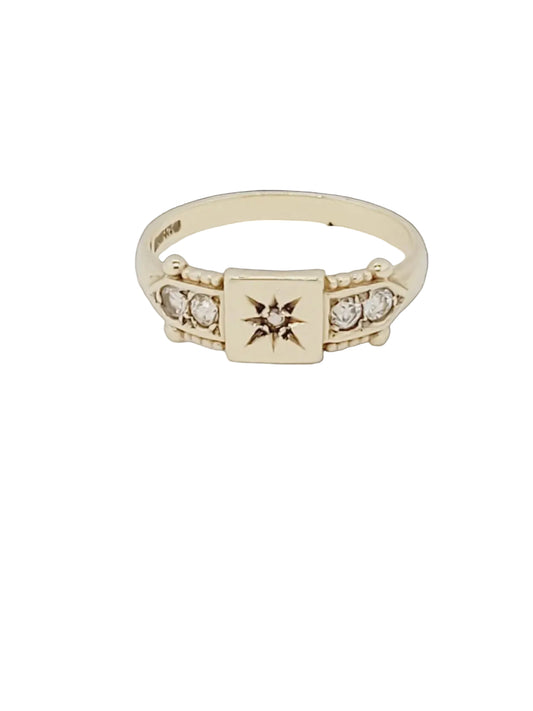 Gypsy set diamond yellow gold ring sku 8848