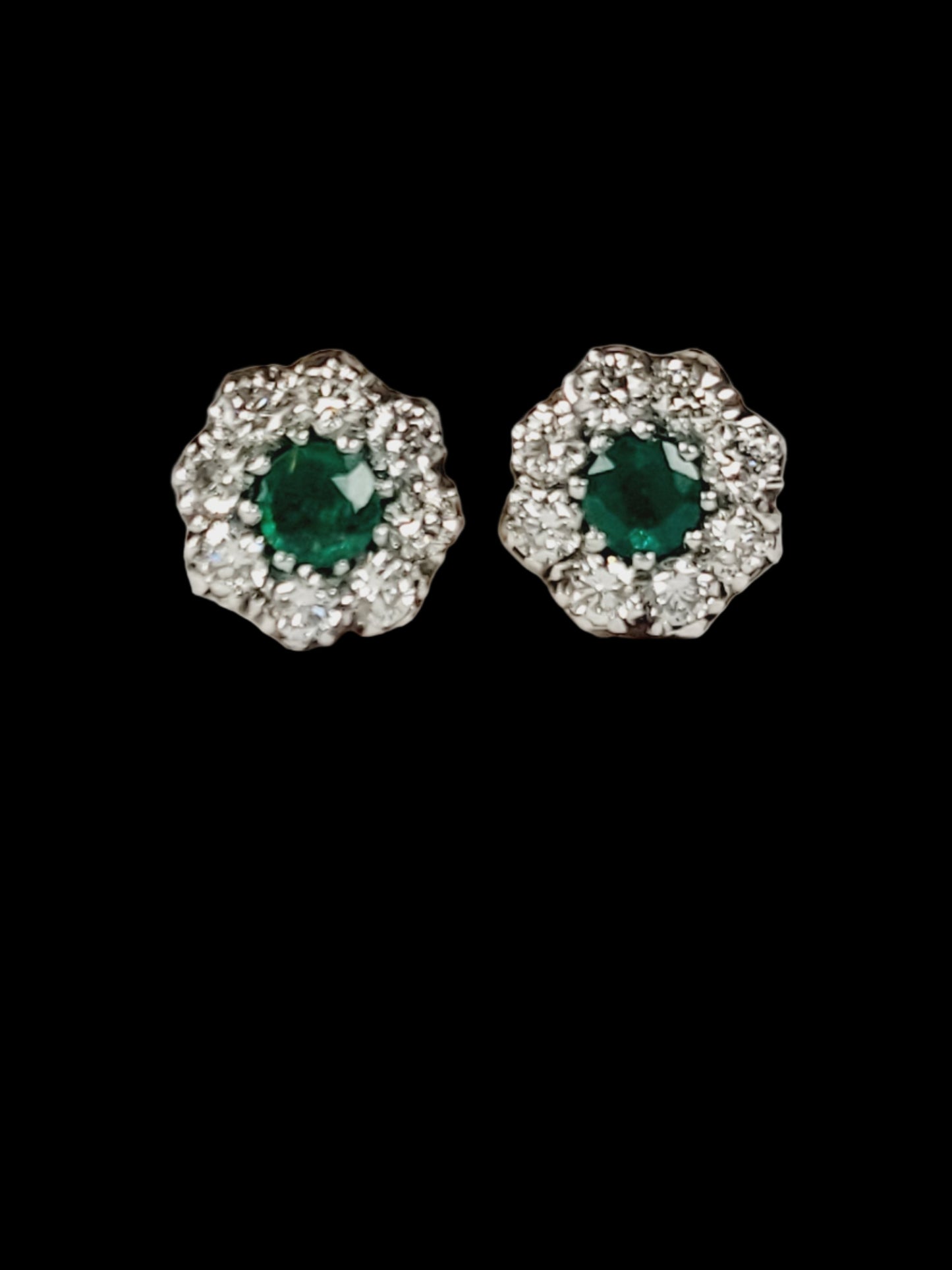 Emerald and diamond cluster earrings
sku 8539