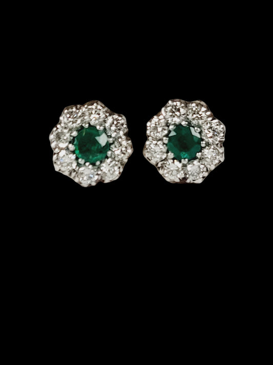 Emerald and diamond cluster earrings
sku 8539