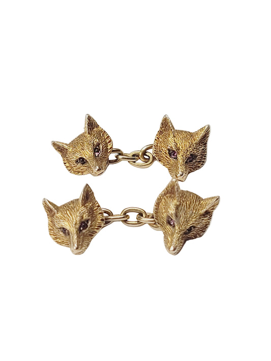 Cute gold Fox cufflinks sku 9094