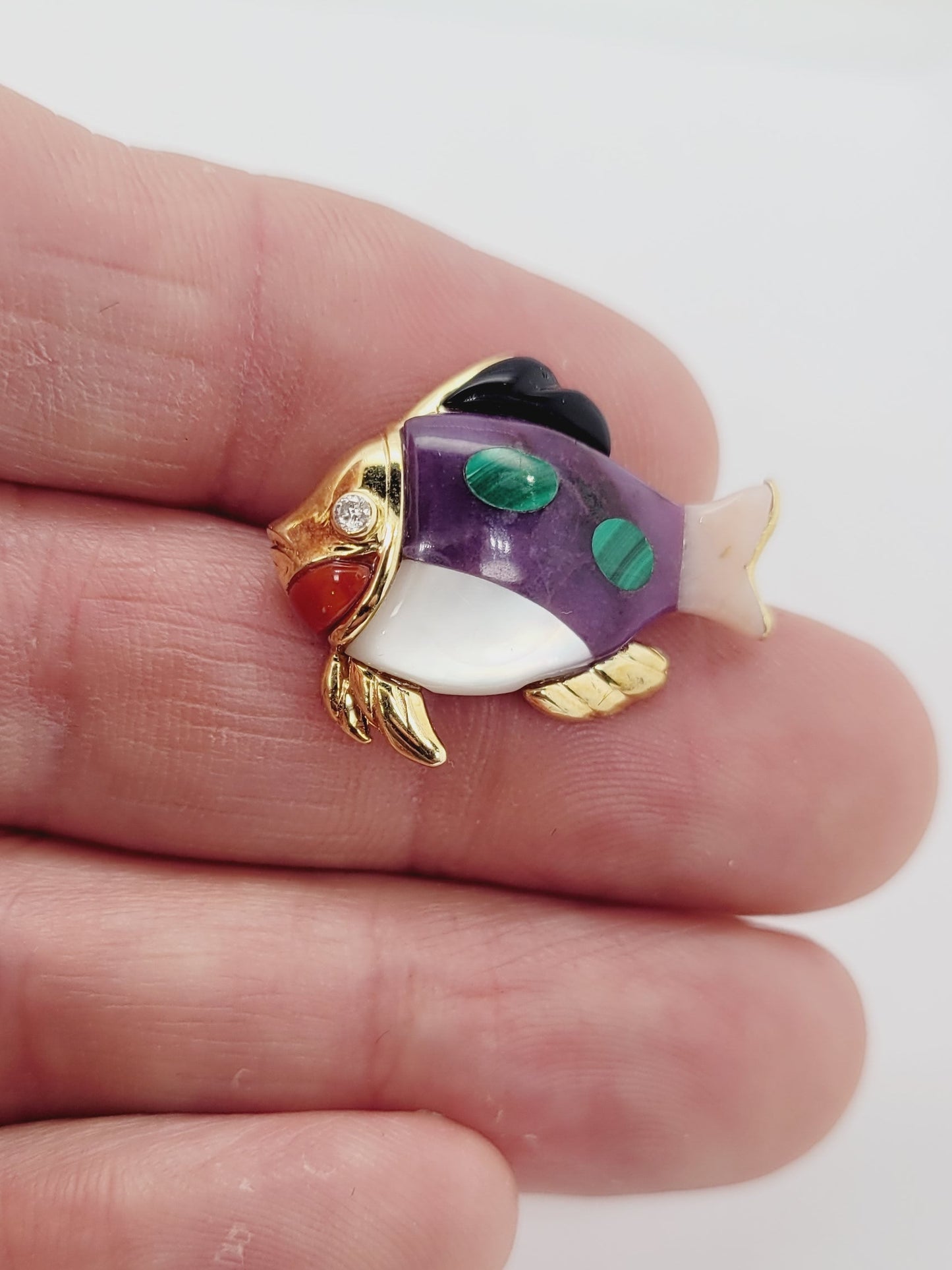 Vintage gold fish brooch sku 9008