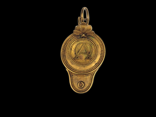 Archaeological 18ct gold Alpha to Omega lamp pendant
SKU: 8236