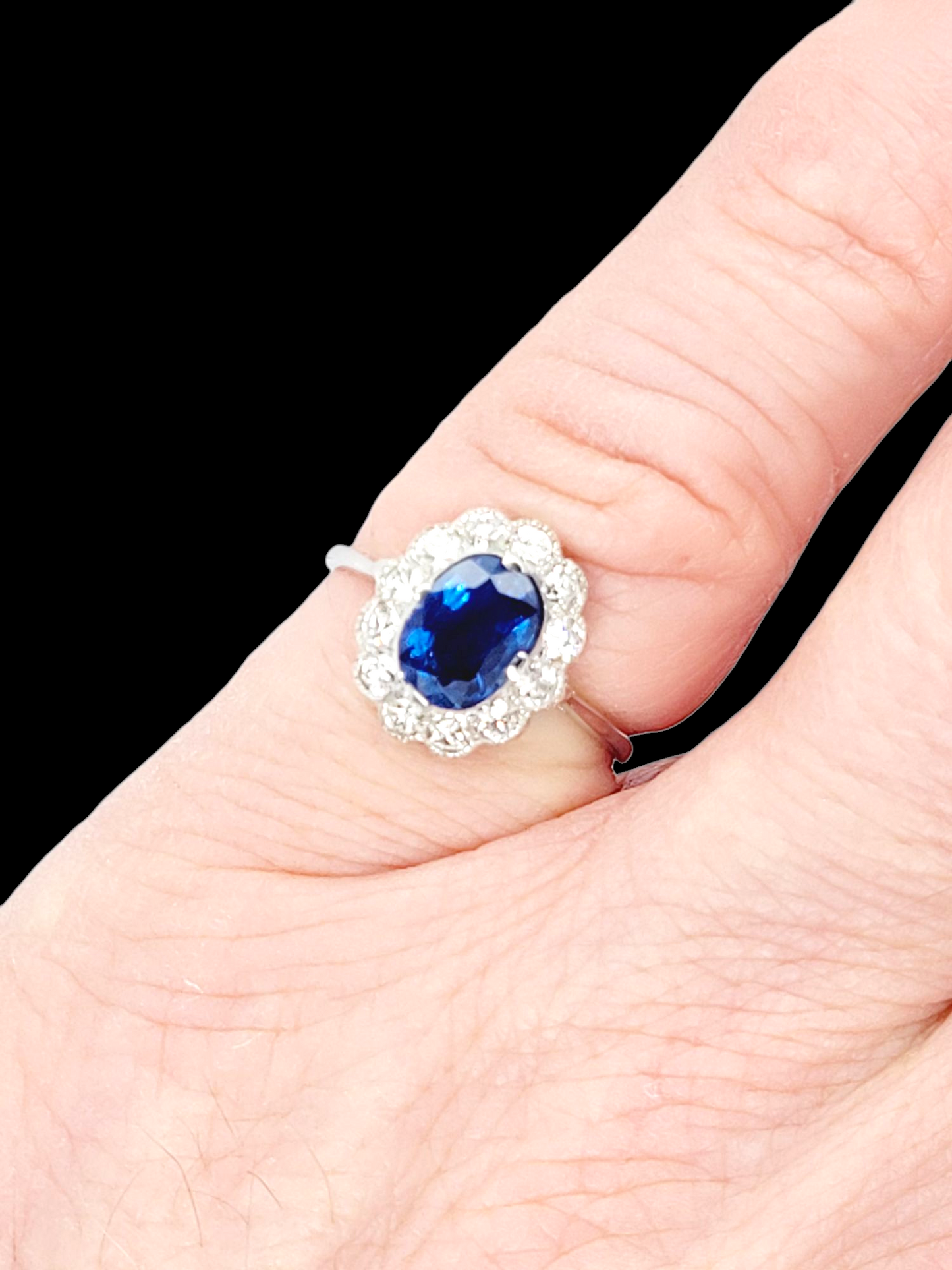 Fine Antique natural sapphire and diamond cluster engagement ring
SKU: 8103