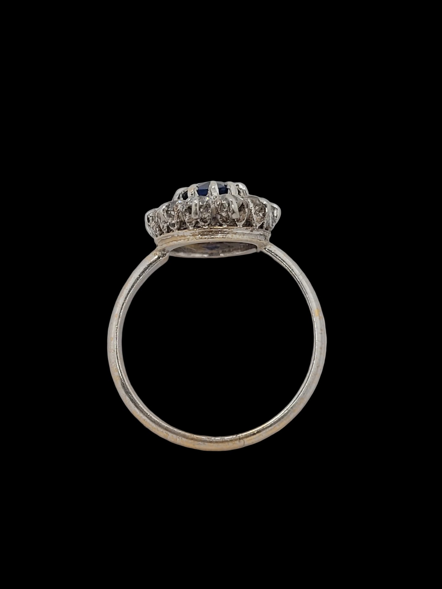 Antique sapphire and diamond cluster engagement ring sku 8745