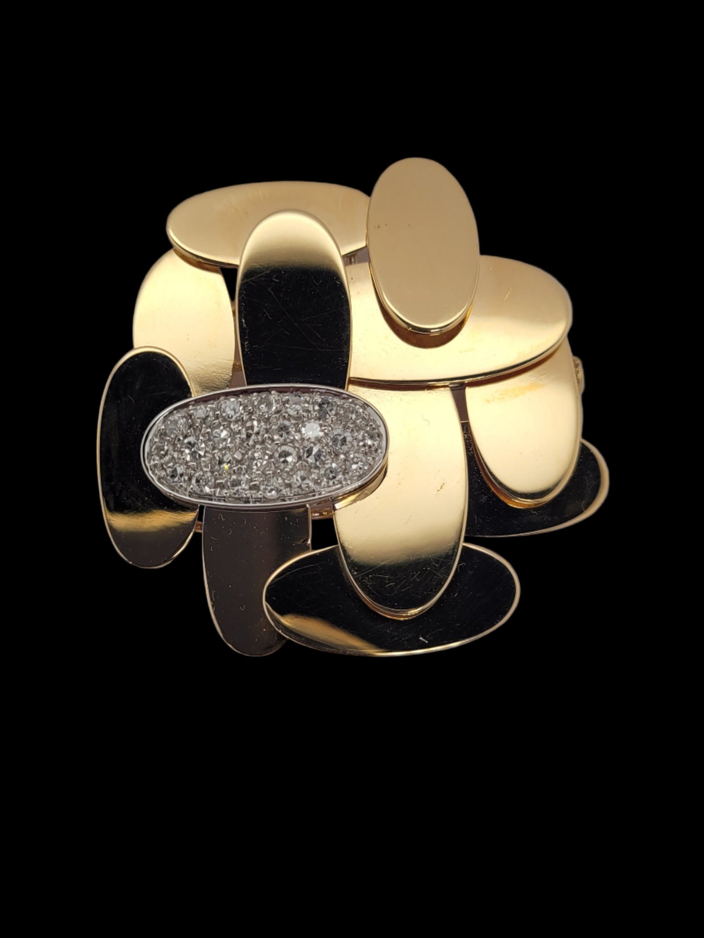 Modernist dimensional 18ct and diamond brooch sku 8521