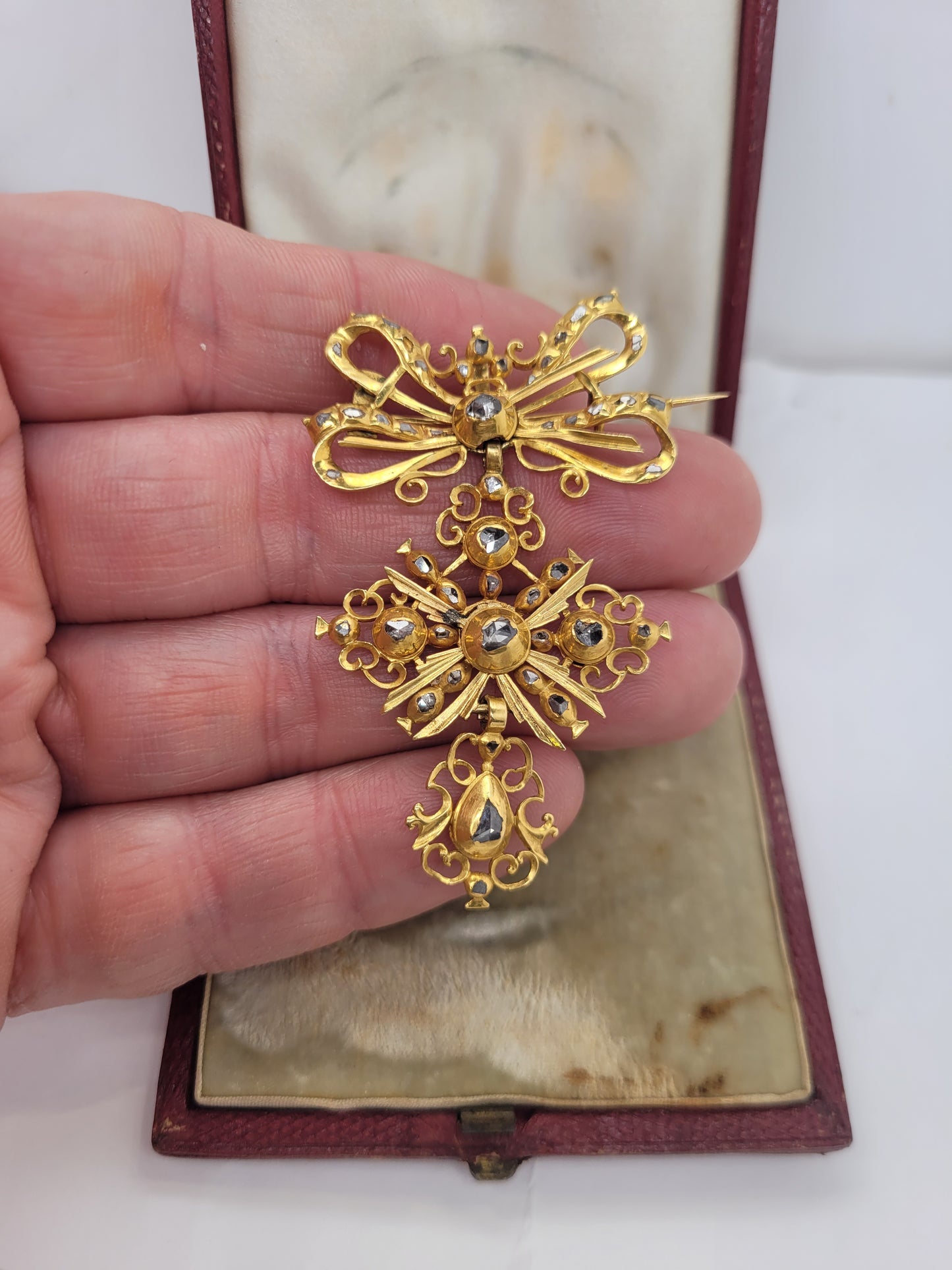 Rare Antique Iberian rose diamond gold pendant sku 8678